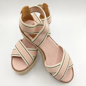 Tory Burch Frieda Espadrille Sandal Platform Open Toe Jute Wedge 7.5 NWOB